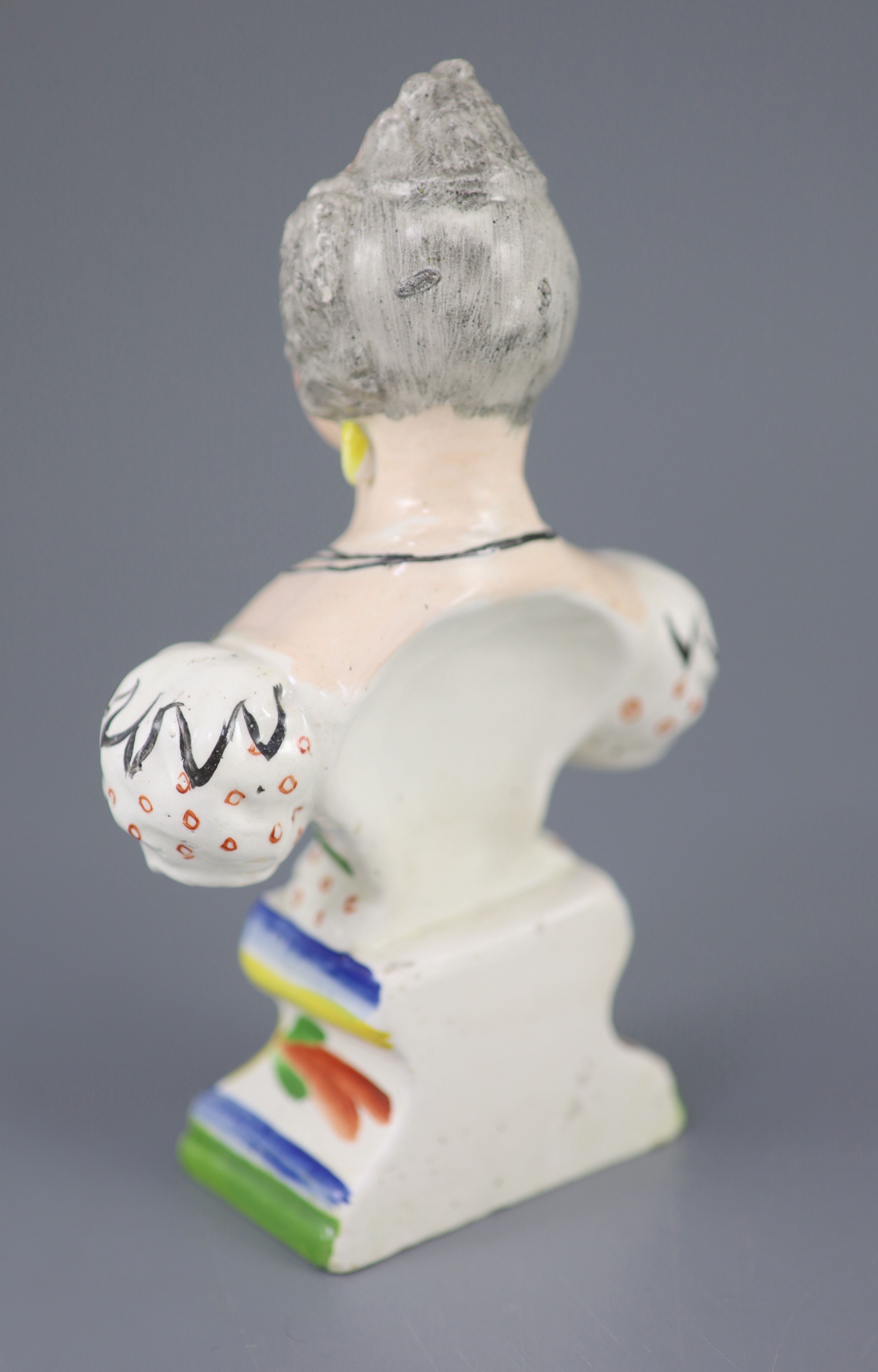 A rare Staffordshire pottery bust of Queen Adelaide, c.1831, 20cm high